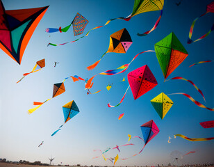 A Painting of a Kite Festival Celebration | Generative AI