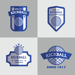 kickball badges design vector flat isolated illustration