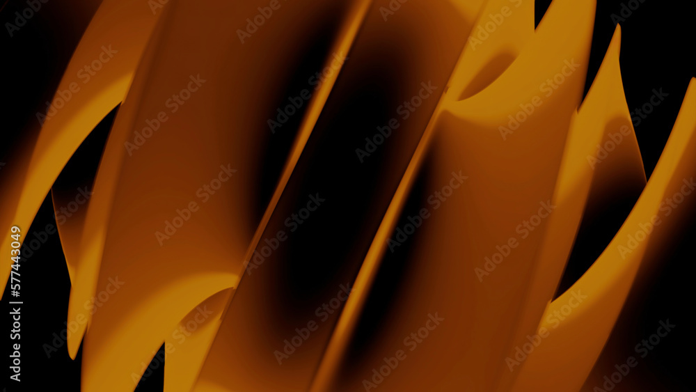 Poster spinning complex 3d figure with blades. design. transforming colorful curved round shape spinning on