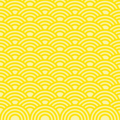 Yellow of Japanese waves seamless pattern background.
