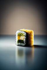 Generative ai close up sushi maki roll isolated background