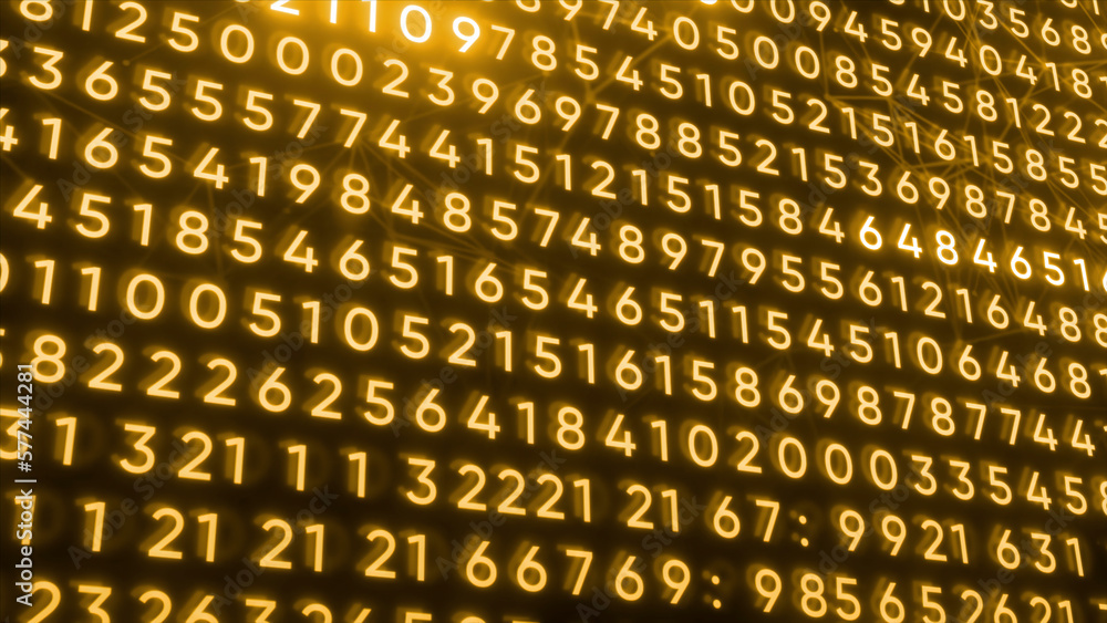 Poster code of changing numbers, concept of digital world and matrix effect. motion. plexus pattern in cybe