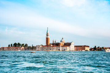 magical landscape with Church of San Giorgio Maggiore in Venice, Italy. popular tourist attraction. Wonderful exciting places.
