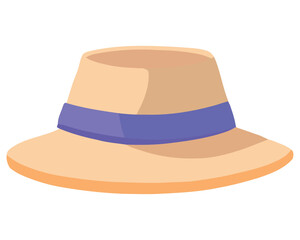 tourist hat with purple ribbon