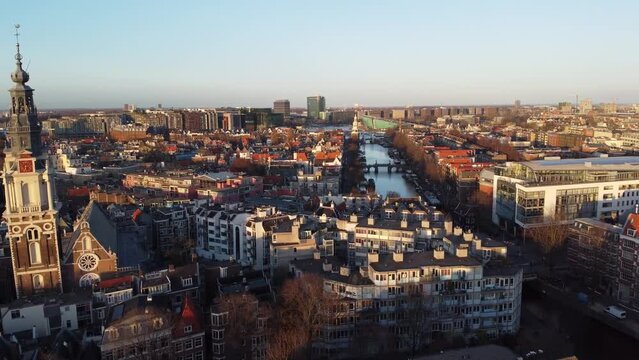 Aerial View of Canal in Amsterdam 50fps
