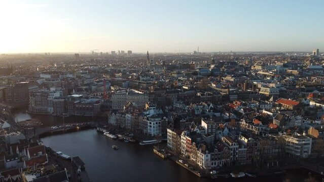Amsterdam at Sunset Aerial View 2k 50fps