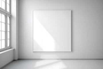 Blank Canvas on a White Wall created with Generative AI technology