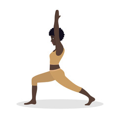 Woman exercising yoga. Vector illustration in flat cartoon style, concept illustration for healthy lifestyle, sport, exercising.