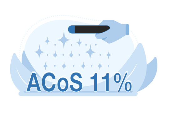 Vector Flat Illustration Symbolizing Acos, An Assessment Of The Effectiveness Of Advertising In Relation To Sales.