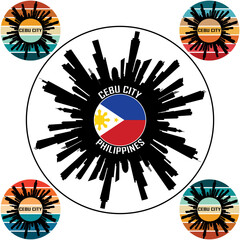 Cebu City Philippines Flag Skyline Silhouette Cebu City Philippines Lover Travel Souvenir Sticker Vector Illustration SVG EPS AI