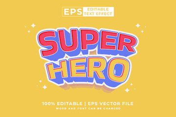 Editable text effect Super Hero 3d cartoon style premium vector