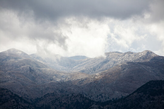 View of mountains top on crete close to the volikas shelter at northern white mountains. Area of village Kambi, area Keramia, at northern White Mountains - Chania Prefecture.