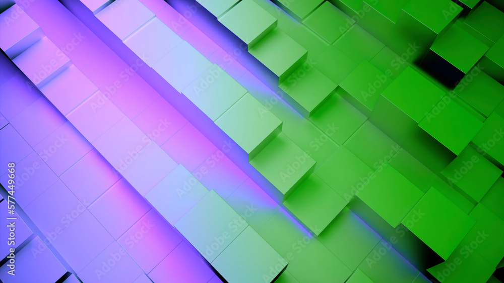 Poster abstract 3d background made of randomly waving rectangles with different colors. design. up and down