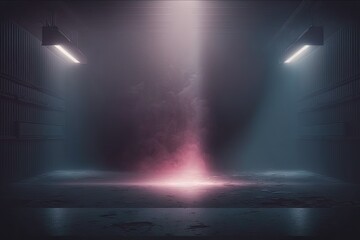 Abstract scene, fog, light, empty room