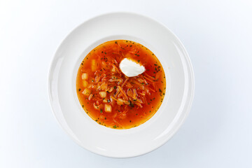 vegetable soup on the white background