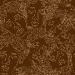 Naklejka premium Gorgon Medusa sketch, vector seamless pattern