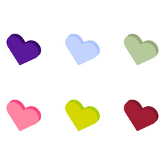 Set of multicolored hearts. Vector illustration
