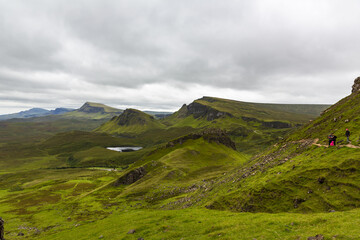 Beautiful image of spectacular scenery of the Quiraing on the Isle of Skye