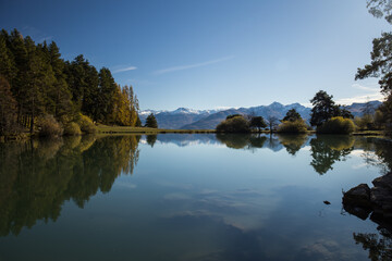 Reflection in mountain lake