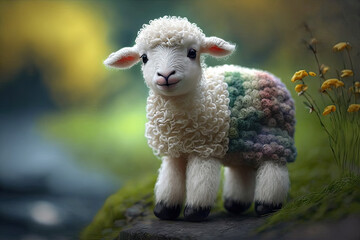 cute sheep, lamb. Generative AI image.