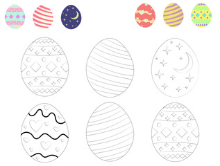 set of easter eggs, printable coloring pages for children