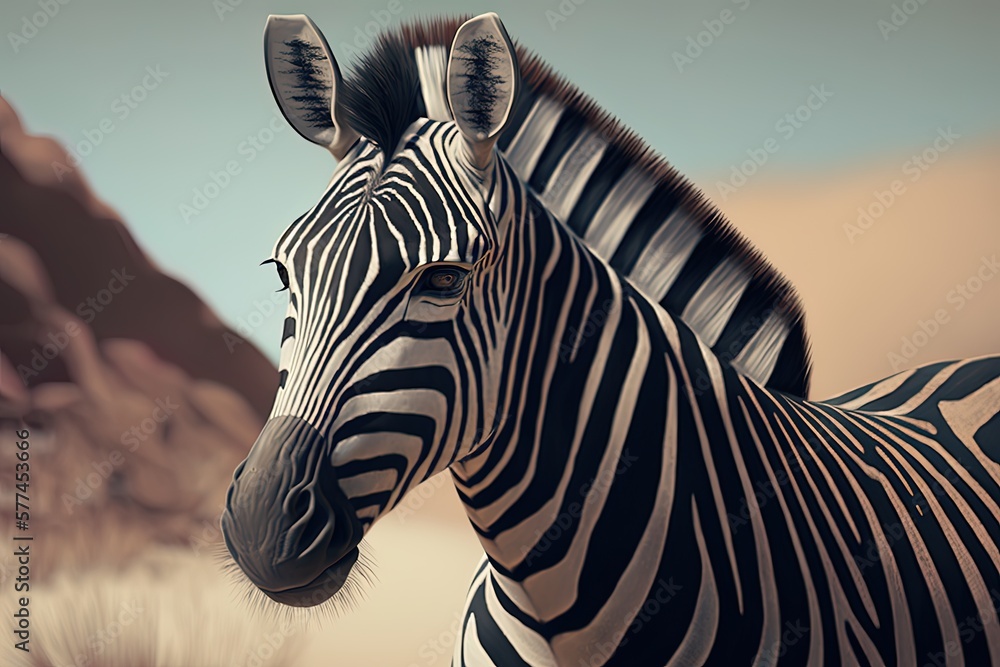 Poster Image of a zebra up close in a game preserve Generative AI