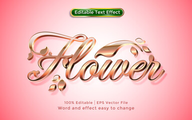 Flower text, pink background, Gold text, 3d style editable text effect