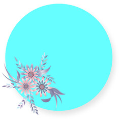 Abstract floral background illustration design, space for text on baby blue color  background