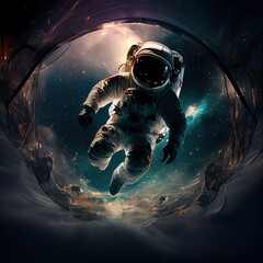 Obraz na płótnie Canvas Portrait of an astronaut in a spacesuit. High-tech astronaut from the future. Generative AI Art