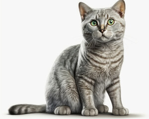 Illustration of Cat isolated on white background. Generative AI