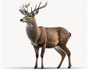 Illustration of Deer isolated on white background. Generative AI