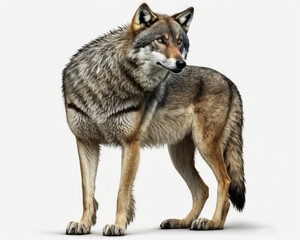 Illustration of Wolf isolated on white background. Generative AI