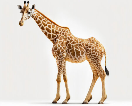 Illustration of Giraffe isolated on white background. Generative AI