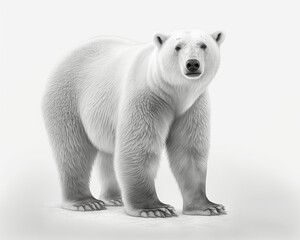 Illustration of Polar Bear isolated on white background. Generative AI
