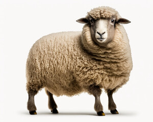 Illustration of Sheep isolated on white background. Generative AI