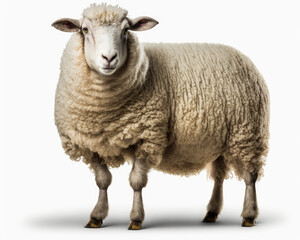 Obraz premium Illustration of Sheep isolated on white background. Generative AI