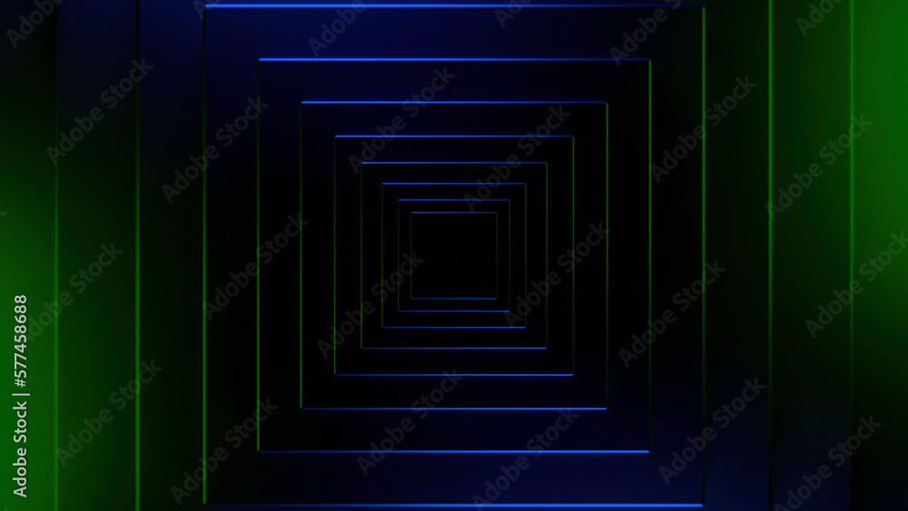 Poster colorful abstract pattern of squares with the effect of displacement. design. pyramid shaped tunnel 
