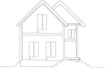 A simple and minimalist two-floor house concept. Housing one line illustration.