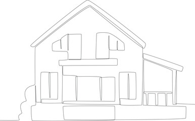 A big family house with two floors. Housing one line illustration.