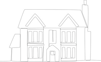 A house for a big family design. Housing one line illustration.