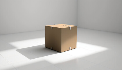 box cardboard crate white background studio light generated by AI