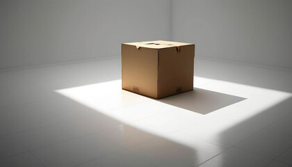 box cardboard crate white background studio light generated by AI