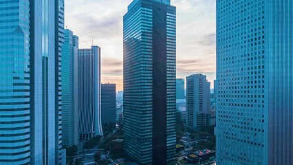 Sunset time-lapse of skyscrapers in Shinjuku, Tokyo, Japan - Powered by Adobe