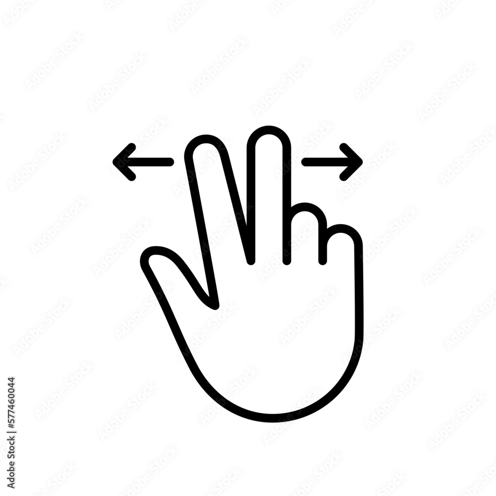 Poster zoom gesture, hand finger swipe right and left line icon. pinch screen, rotate on screen linear pict
