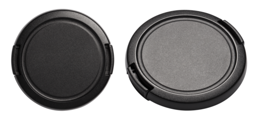 Black camera lens caps set, cut out