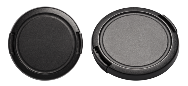 Black camera lens caps set, cut out