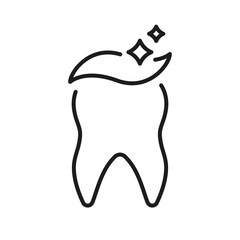 Dental Hygiene Line Icon. Tooth Cleaning with Toothpaste Linear Pictogram. Healthy and Clean Teeth. Dentistry Outline Symbol. Dental Treatment Sign. Editable Stroke. Isolated Vector Illustration