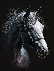 horse on black background