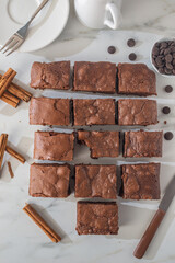 brownie cake. Dark chocolate brownie on a table