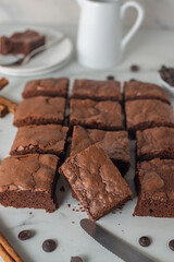 brownie cake. Dark chocolate brownie on a table